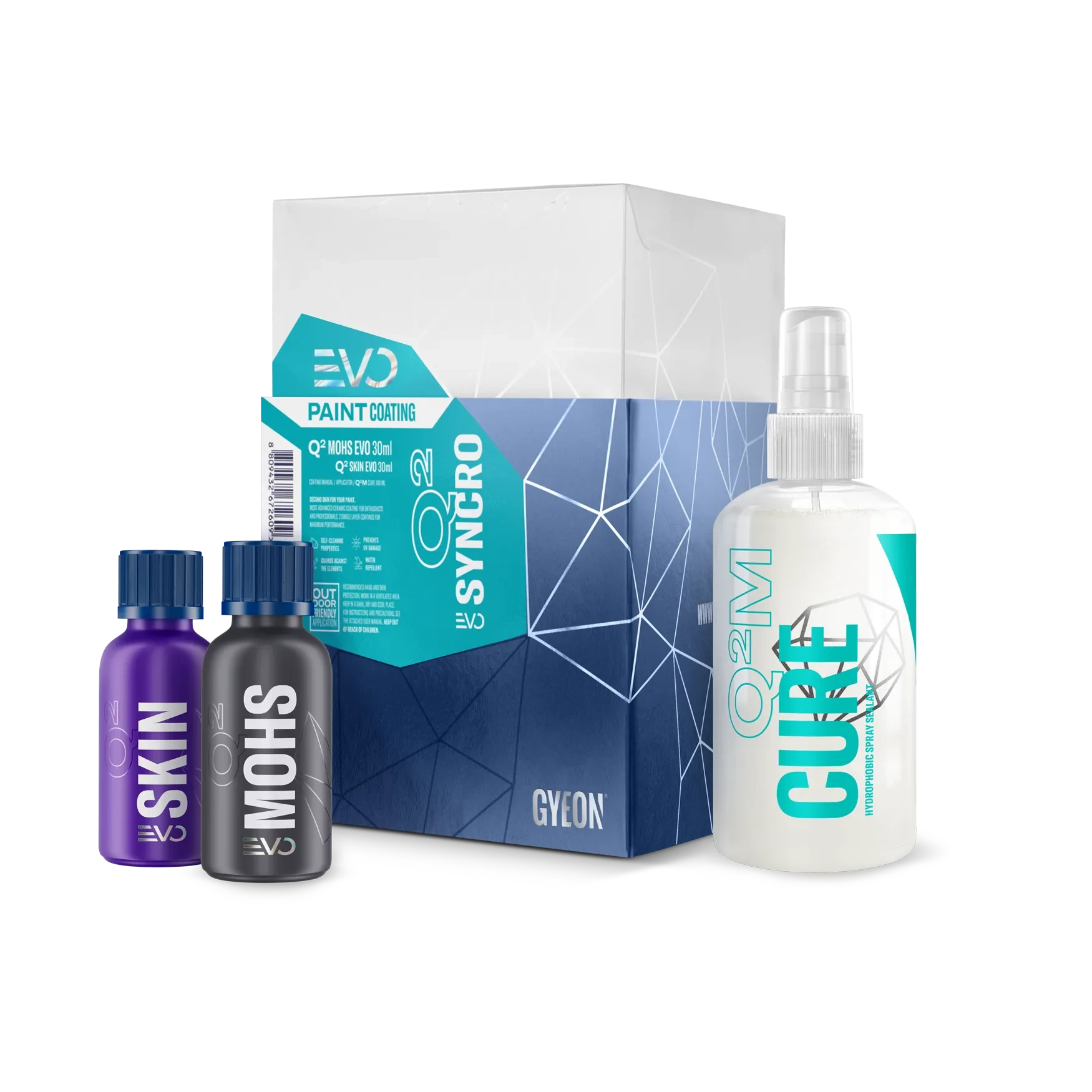 Q² Syncro EVO 包裝及 MOHS、SKIN、CURE 產品